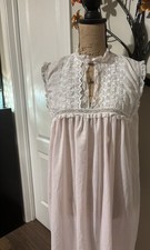 Vtg Christian Dior Nightgown Women's Cotton Blend Lace Sheer Lingerie 70s Small