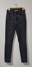 Levi Strauss 721 Women's Jeans Size 27/30 Black Wash High Rise Skinny Stretch