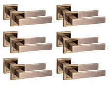 Delta Design Square Rose Door Handles  Antique Brass 1 to 6 Pair Bath Lock Set