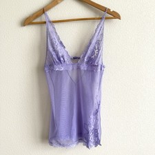 Vintage Y2K Victorias Secret Nylon Lingerie Womens XS Purple Dainty Fairy Lace