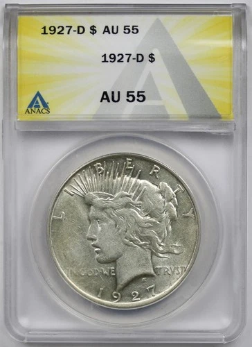 1927-D $1 ANACS AU 55 Peace Silver Dollar