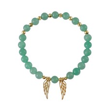 Healing Crystal Stone Beads Bracelet with Angel Wings Charm Quartz Beaded S - 03