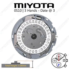 Genuine Miyota 0S10 Watch Movement Japan 3 Hands, Date at 3