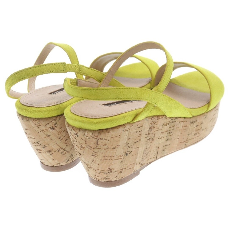 PELLICO Womens Perrico Cork Wedge Heel Suede Strappy Sandals Yellow