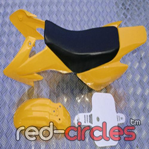 YELLOW CRF50 STYLE PIT BIKE PLASTICS SET WITH SEAT 50cc 110cc 125cc
