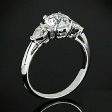 Lab-Created 3.20 Ct Round Cut White Diamond Engagement Ring 925 Sterling Silver