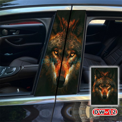 NEW UP 2PCS Animals Wolf Car Center Pillar Sticker Printed PVC Sticker Halloween - Picture 21 of 25