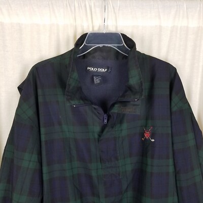 VTG Polo Golf Blackwatch Plaid 1/4 Zip Pullover Windbreaker