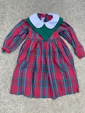 SALE @ Vintage Prairie Plaid Red Smocked MONDAY'S CHILD Girls Dress Sz 4 ❤️tb9j3