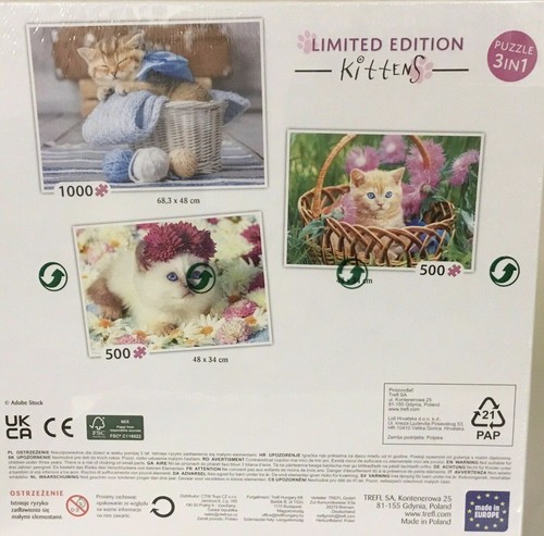 Trefl Limited Edition Kittens Puzzle 3 in 1. 1000+500+500 - Picture 2 of 2