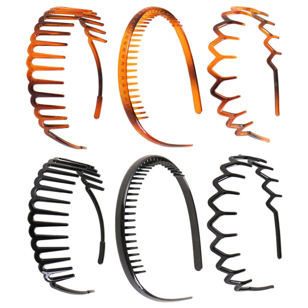 6 PCS Headband Headbands Teeth Grips Plastic Ordinary Hair Sport