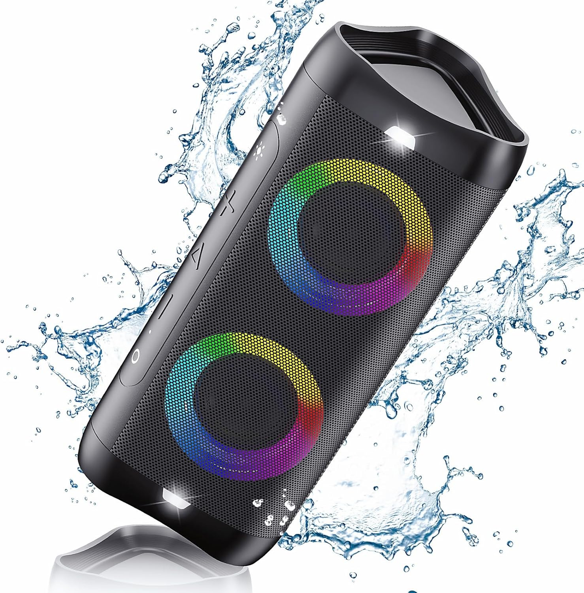 DONOW Portable Bluetooth Speaker with Lights, 30W Stereo Sound