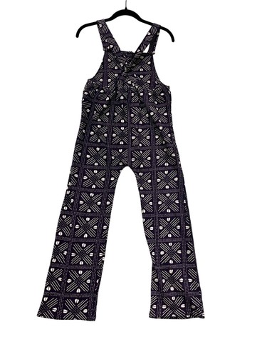 Purple & White Patterned Cotton Overalls Small By Ade + Ayo #8849 - Picture 2 of 10