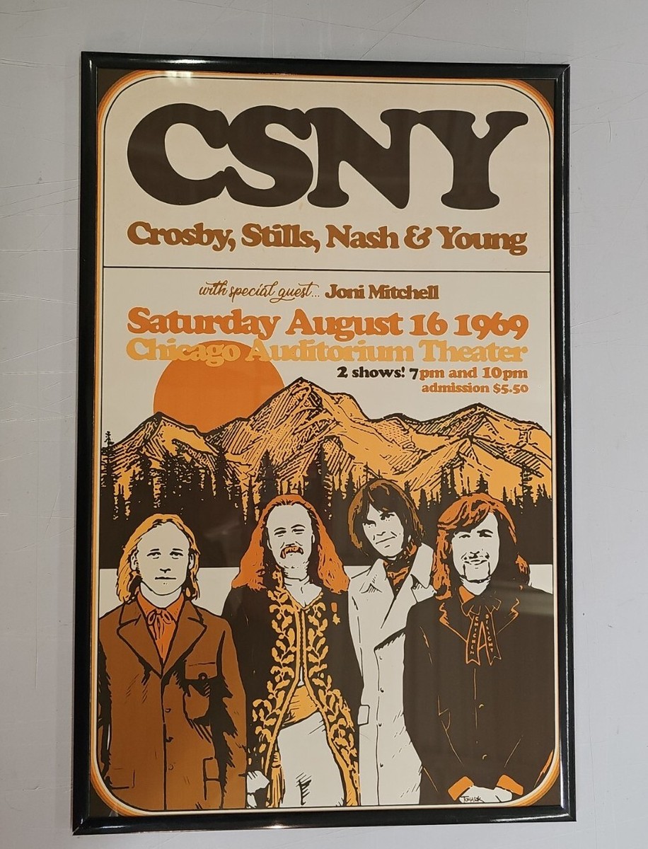 Crosby Stills Nash & Young 1969 Chicago Concert Poster 11 X 17