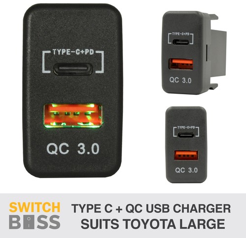 All DUAL QC TYPE C USB VOLT TEMP UHF suit LARGE Toyota Landcruiser Hilux Prado - Picture 28 of 28