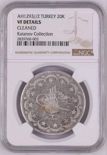 NGC VF. AH1293//2 TURKEY 20K VF DETAILS 