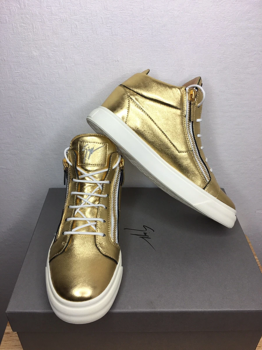 bent mandig At understrege Giuseppe Zanotti Gold High Top Trainers Sneakers Eur 42 UK 8 RRP £500 | eBay