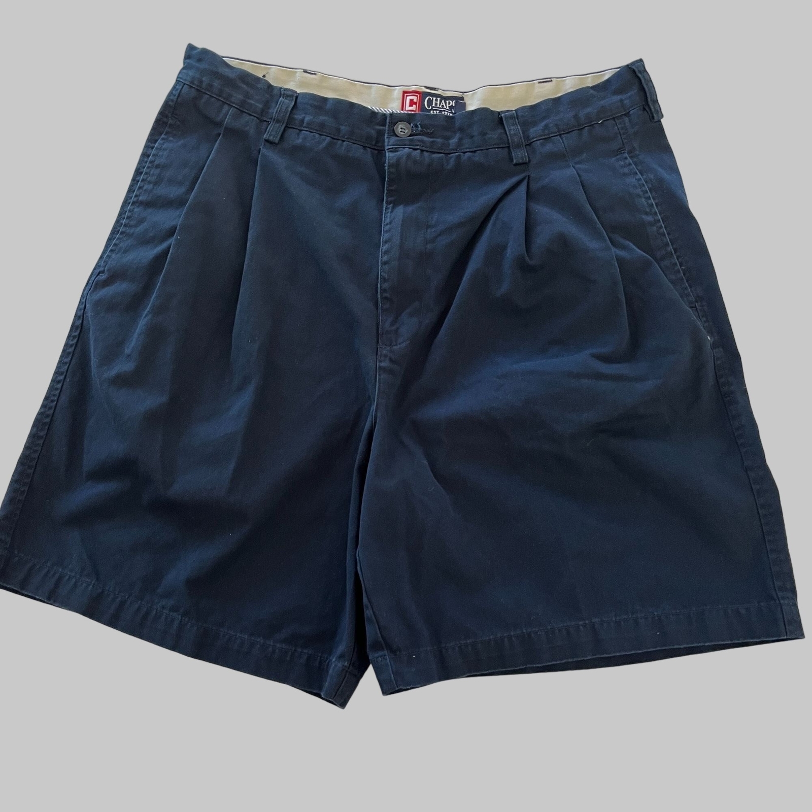 Chaps Stretch Cargo Shorts Mens 36 Navy Blue Cotton Pleated Slash Pockets eBay