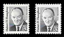 US 1991 SC#2189 & 2189a HUBERT HUMPHREY POSTAGE STAMP DULL & SHINY VARIETY  MNH