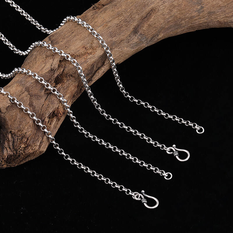 Collar de cadena de plata de ley 925 maciza de 3 mm para hombre y mujer unisex de 16 a 32""