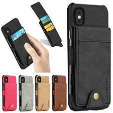 For iPhone 11 12 Pro Max XS 7 8 Flip Buckle Leather Card Wallet Phone Case Cover