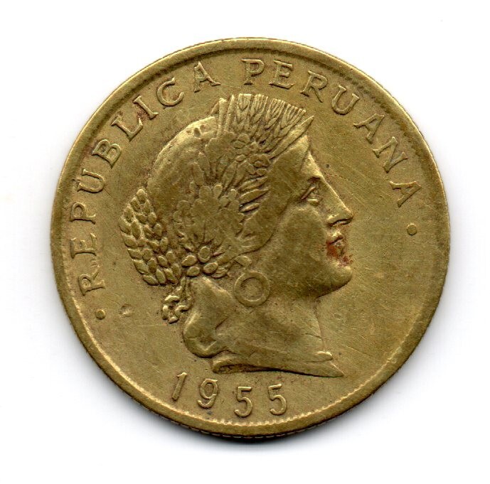 Perú 1955, Head of Ceres facing right, 20 centavos, accept offers