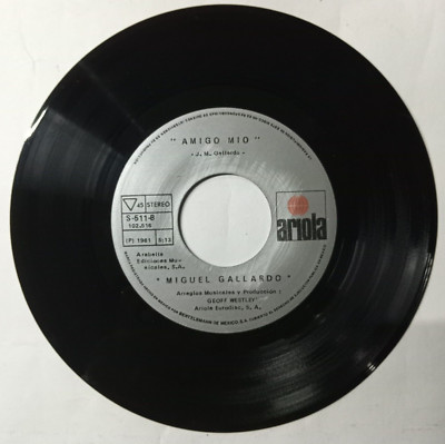 MIGUEL GALLARDO -SEGUIRA VIVO EN MI / AMIGO MIO- 1981 MEXICAN 7'' SINGLE, PLAIN