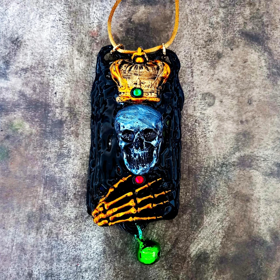 Santa Muerte Talismán Magico Collar Colgante Amuleto Calavera Esqueleto Muerte Joyería Foto 3 de 4