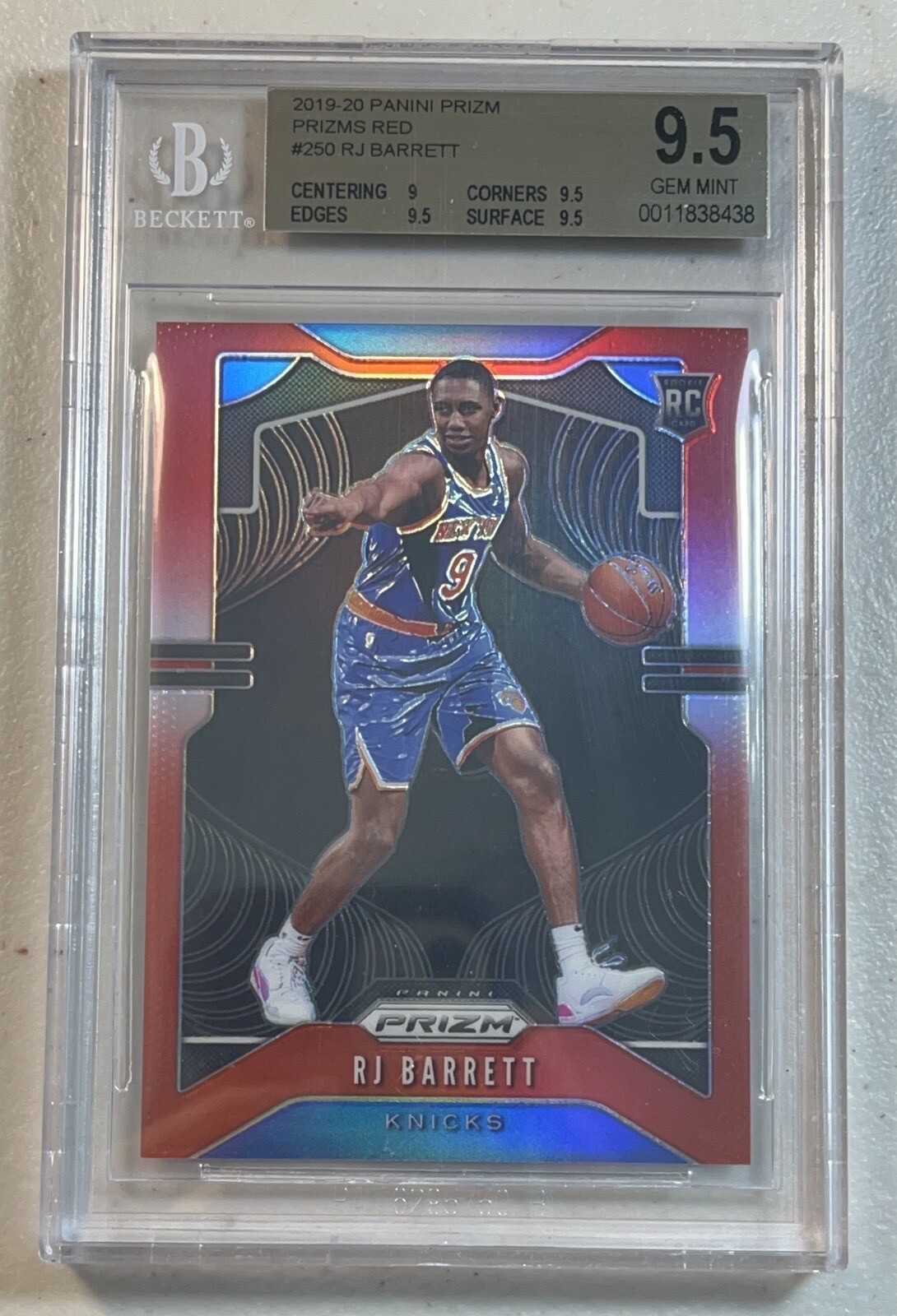 RJ Barrett BGS 9.5 2019-20 Panini Prizm /299 Red Rookie RC Gem Mint #250 Knicks