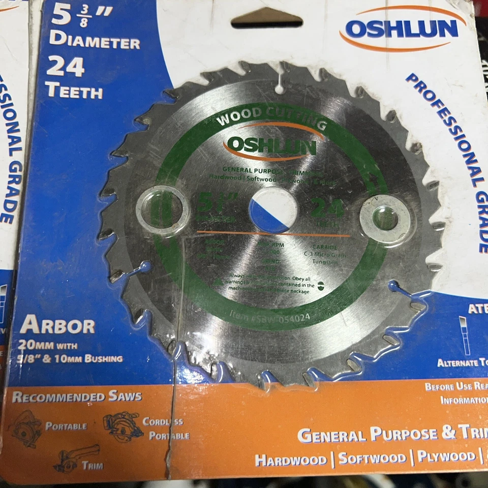 OSHLUN 5 3/8" 24 Dientes Corte Madera Grado Profesional Hoja SBW054024-Lote de 2 Foto 2 de 4
