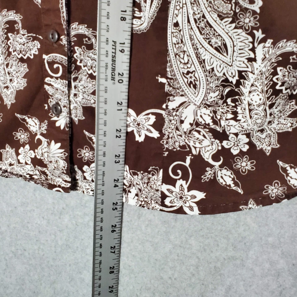 JM Collection Women Top 14 Brown Paisley Long Sleeve Button Up Collar - Image 2 of 4