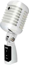 Microphone Dynamique Vintage Micro Elvis Rockabilly Enregistrement Studio Argent