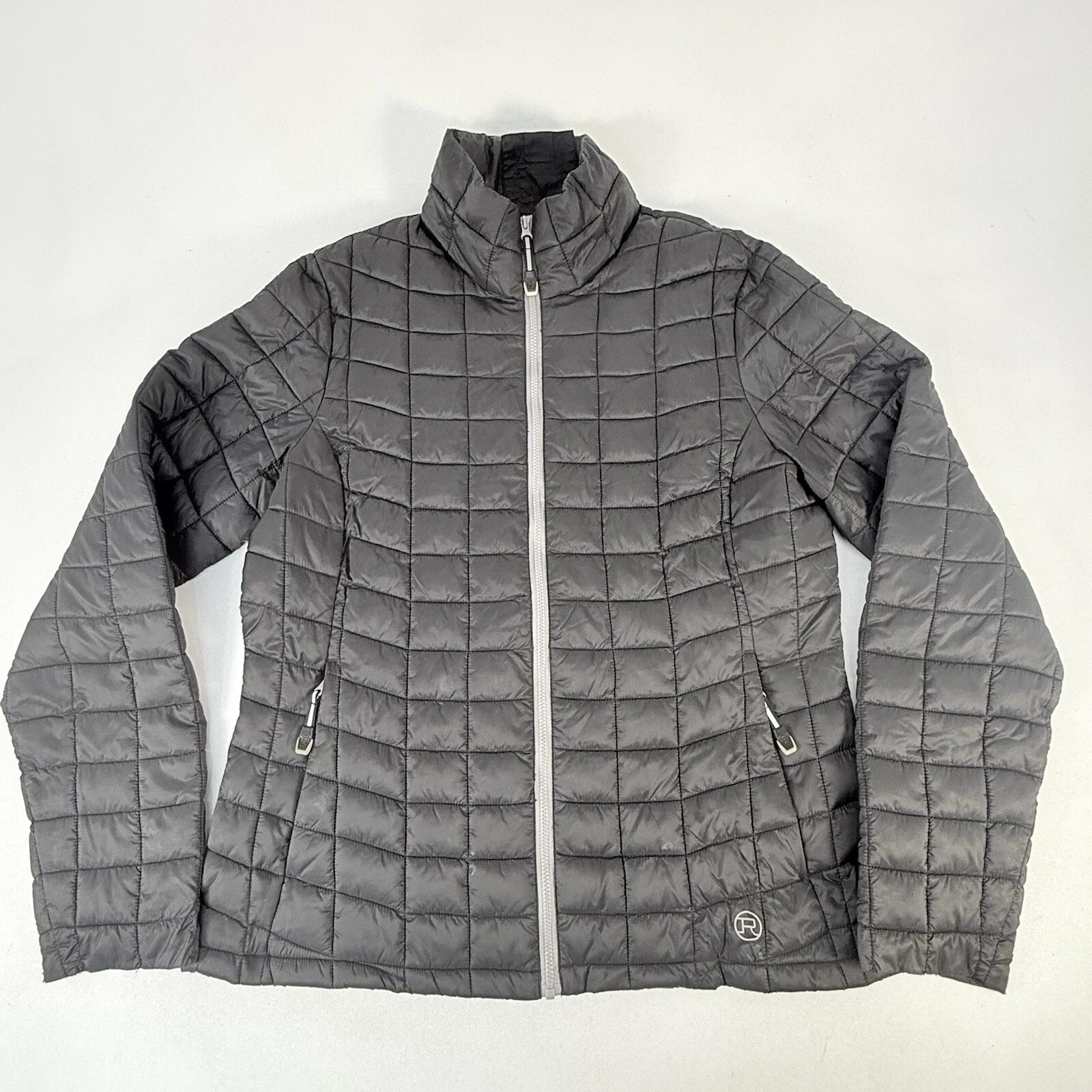 Roper Puffer Jacket Mens M Black Full Zip Packable Quilted Lightweight Full Zip