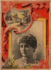 Woman House  print decal sticker trunk liner paper chest steamer antique vintage