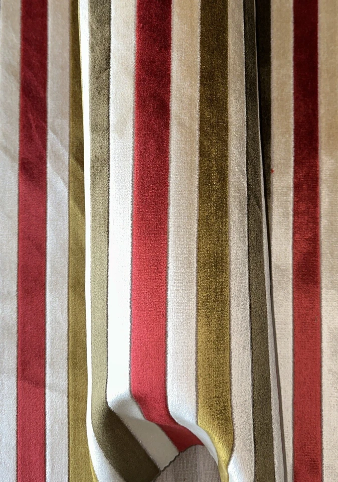 Tela de tapicería de terciopelo de algodón a rayas de colección 57”x1Y MUCHAS MÁS YARDAS DISPONIBLES Foto 2 de 4