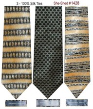 Lot of 3 Silk Ties GEOFFREY BEENE Men's Silk Ties - 100 Silk Neckties
