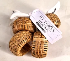 Set Of 4 My Texas House Cane Napkin Rings Table Decor Farmhouse