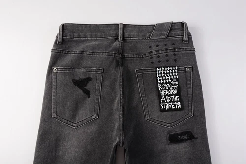 NEU KSUBI Herren dunkelgrau Patch Distressed Hose High Street Mode Jeans - Bild 11 von 12