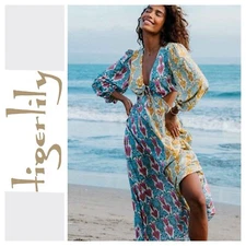 BNWT TIGERLILY ALITA GRETA SILK BLEND MAXI DRESS XL /14 RRP $279.00