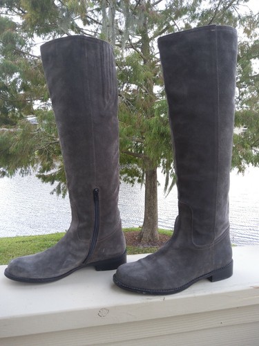 Brown Suede Knee High Riding Boots Made 