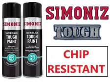 2 x SIMONIZ 500ml TOUGH Satin Black Paint Quick Drying Durable Chip Resistant