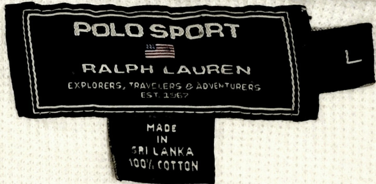 Vtg 90s POLO SPORT RALPH LAUREN S/S Polo Shirt w/Pocket White