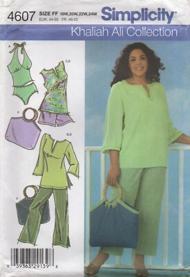 Simplicity Schnittmuster 4607 Tunika Top Hose Tasche Badeanzug Gr. 18 - 24 Neu