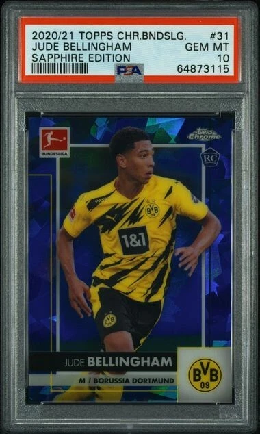 2020-21 Topps Chrome Bundesliga Sapphire Jude Bellingham RC PSA 10