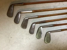 Antique Hickory Wood Shaft 6 Club Set Wm Gibson Group Golf Clubs