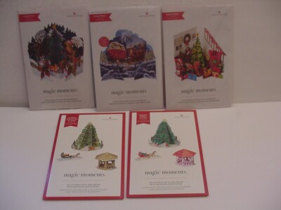 3-American Greetings Magic Moments Popup Cards & 2-Popup Village Accessories