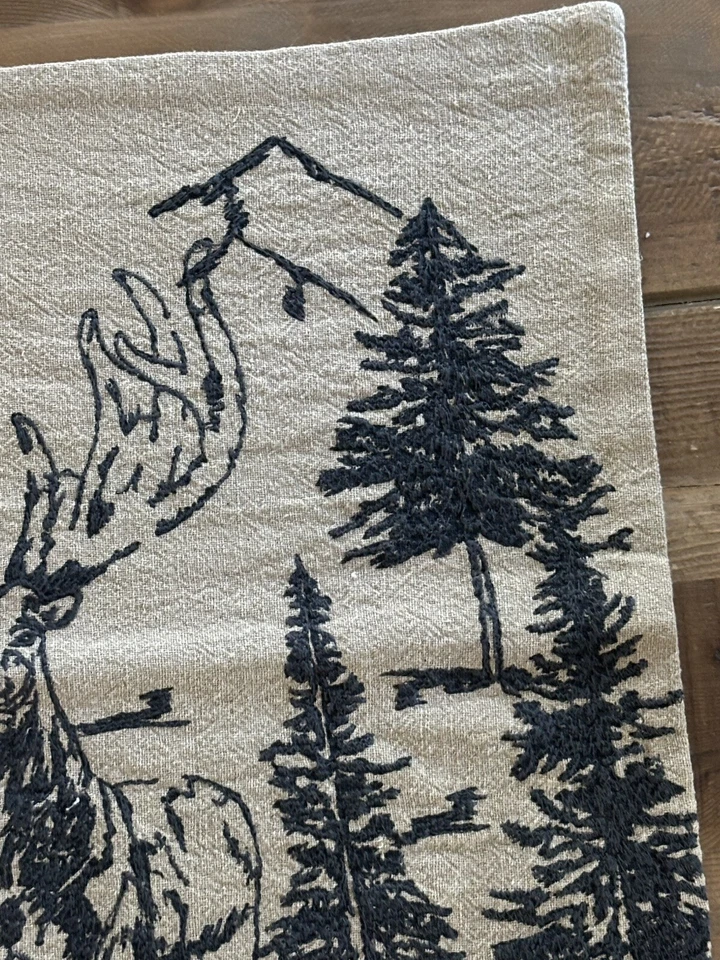 Pottery Barn Christmas Cabin Conell Rustic Forest Embroidered Pillow, 20''x20'' - Image 4 of 4