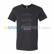Saab Evolution Short Sleeve T-shirt Black Unisex Adult Rare Dealer New Shirt Saab Evolution Short Sleeve T-shirt Black Unisex Adult Rare Dealer New Shirt