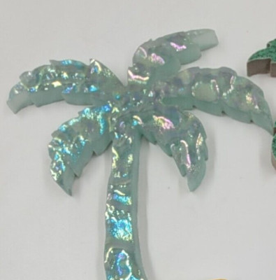 Glass Palm Tree Step Marker, Swimming Pool Mosaic 5''- Aquamarine