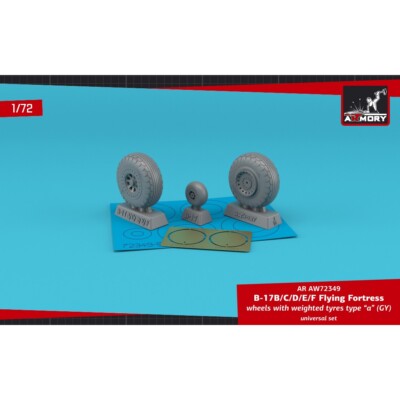 Armory AR AW72349 Scale 1/72 B-17B/C/D/E/F Flying Fortress wheels ''a'' (GY) & PE